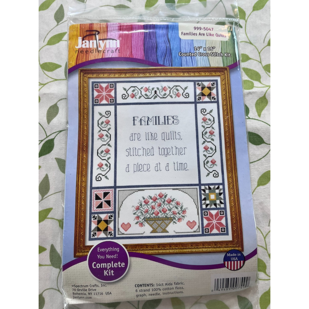 Janlynn Families Are Like Quilts 999-5047 Counted Cross Stitch NIP Made in USA